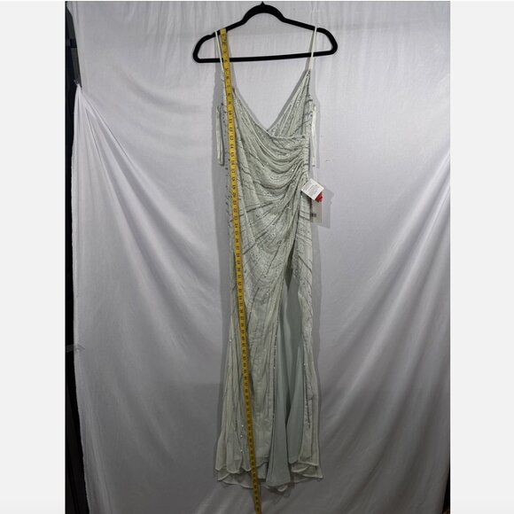 NWT $498 Mac Duggal [ 4 ]‎ Beaded Sleeveless Faux Wrap Gown in Mint #Q715 - Picture 7 of 14